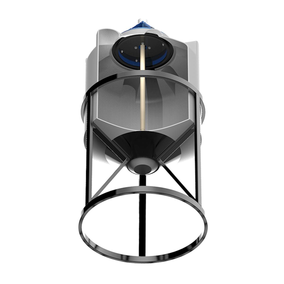 Конусная емкость K 200 л (белая) с лопастной мешалкой в обрешеткой 
