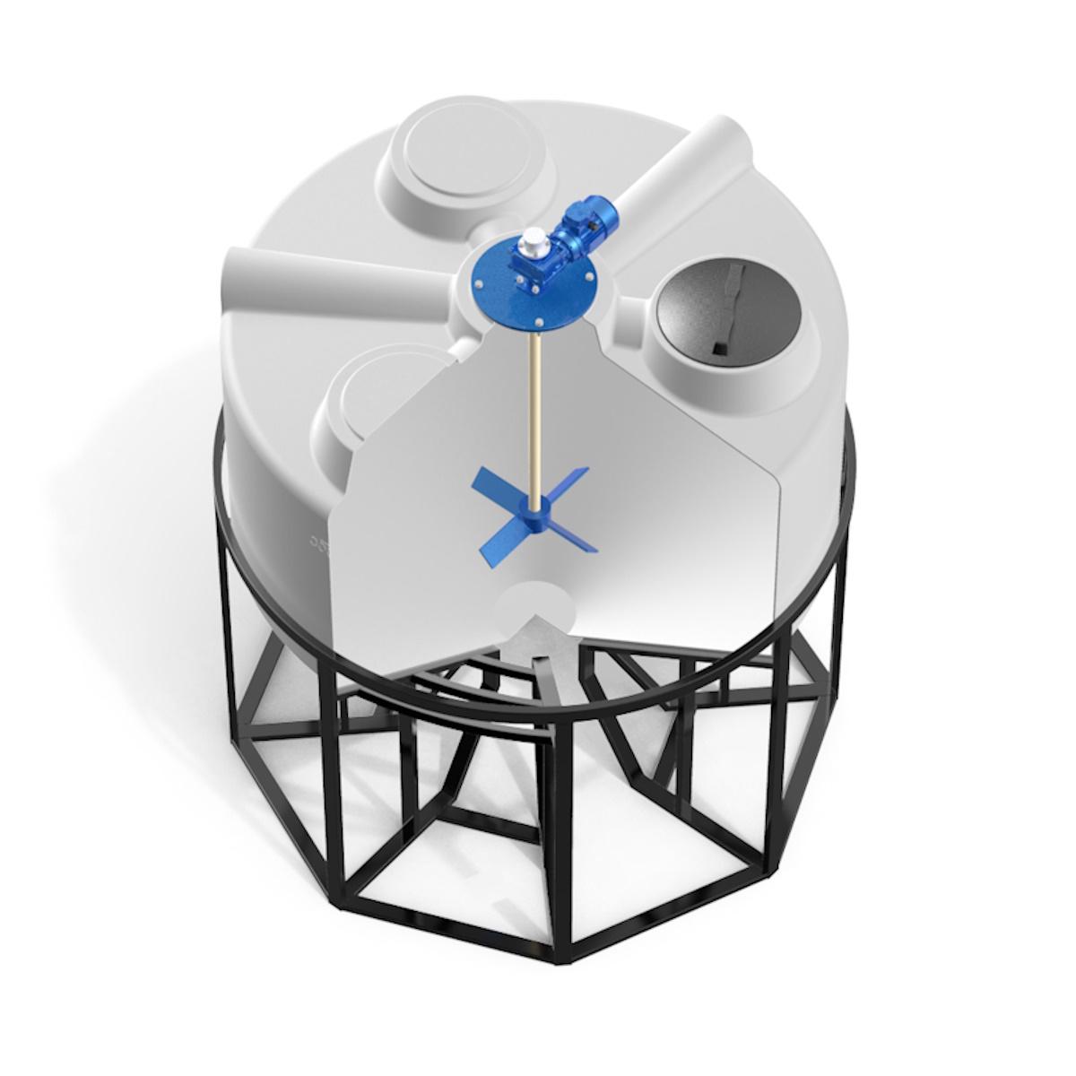 Конусная емкость KV 3000 л (белая) с лопастной мешалкой в обрешеткой 