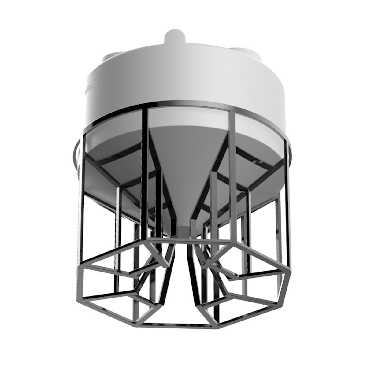 Конусная емкость KV 3000 л (белая) с лопастной мешалкой в обрешеткой 