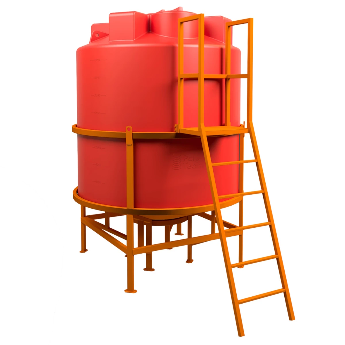 Конусная емкость усиленная 5000 л (красная) в обрешетке с полным сливом