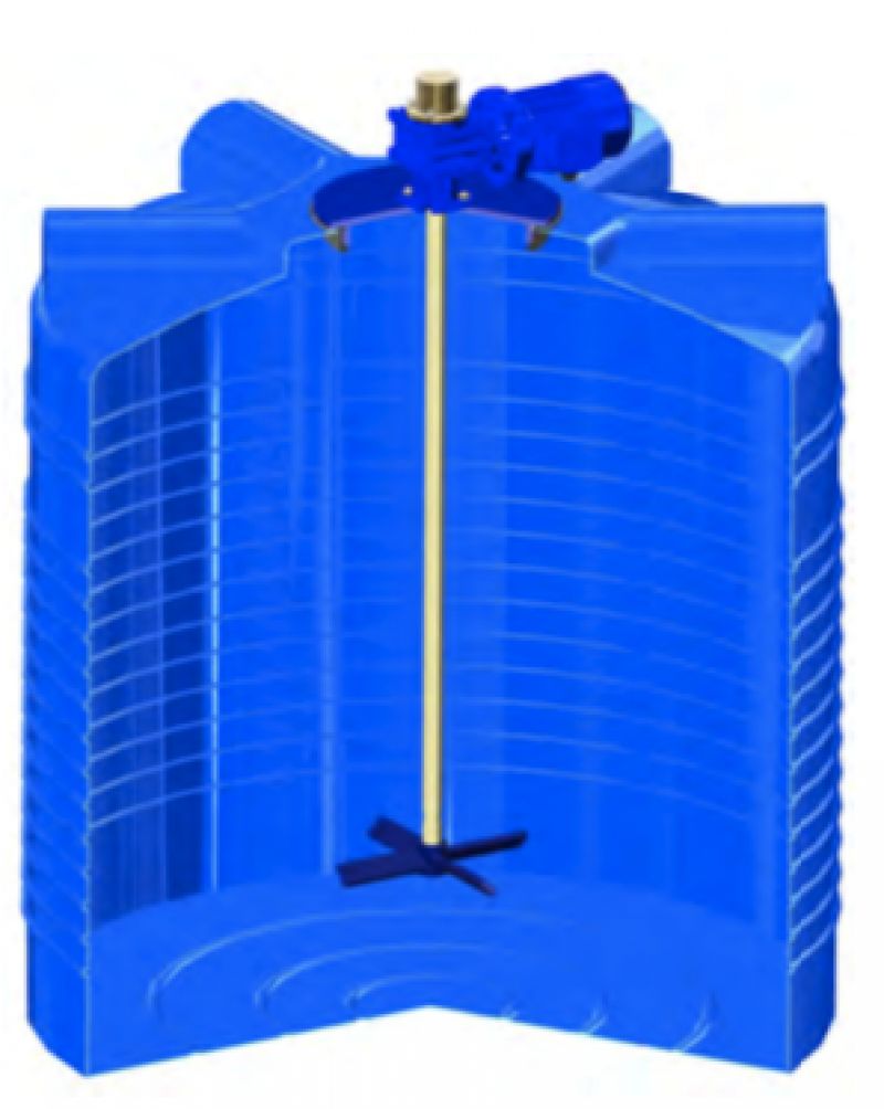 Емкость ЭВЛ 1000л (синий) с лопастной мешалкой 
