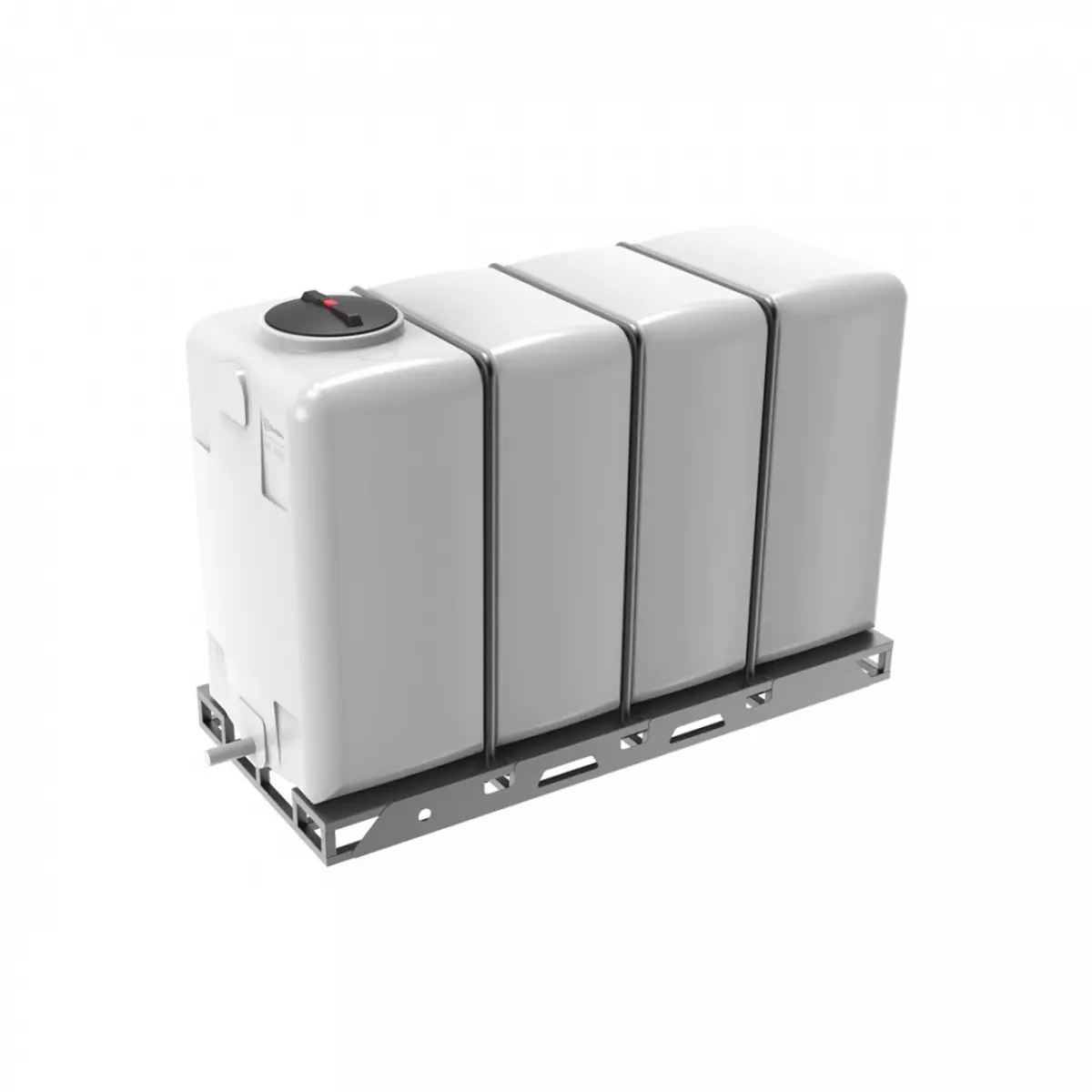 Емкость прямоугольная - узкая KR 4000л (белая) с 1 патрубком 63 мм в обрешетке.