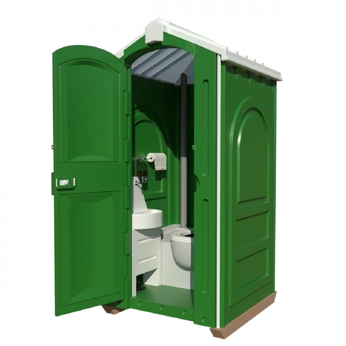 Мобильная туалетная кабина в сборе зеленая «Люкс»