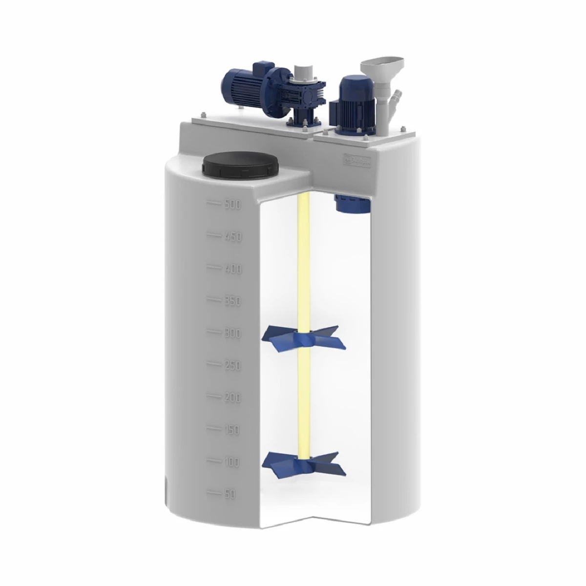 Емкость дозировочная 500 л (белая) под плотность до 1,3 г/см³ с блоком растворения флокулянта