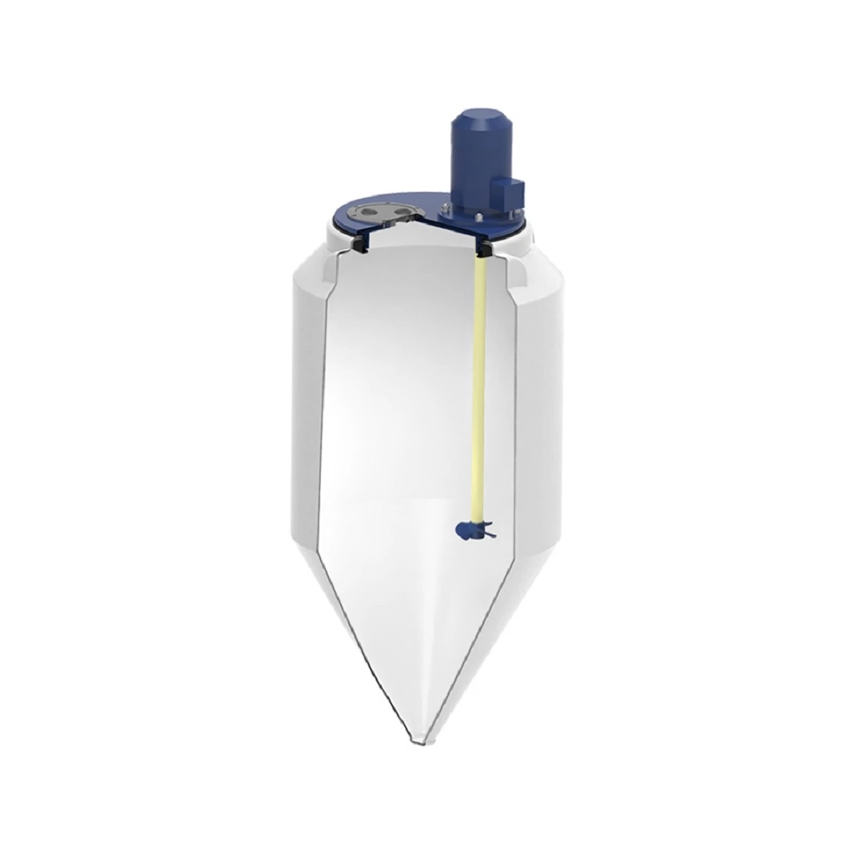 Конусная ёмкость ФМ 120 (белая) в обрешетке c пропеллерной мешалкой