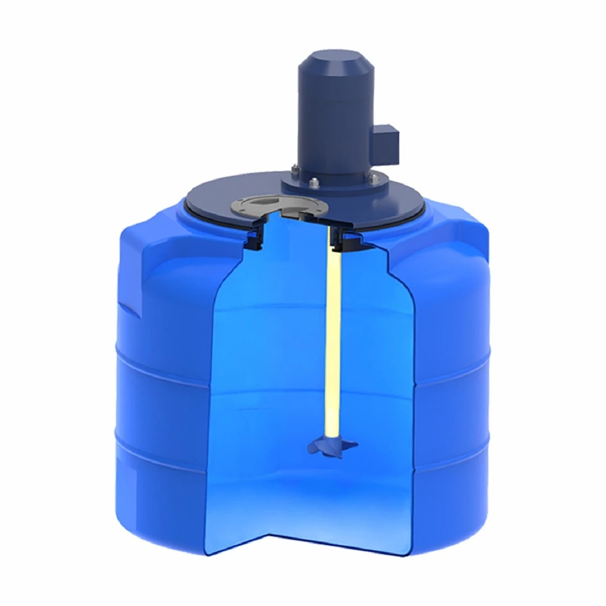 Емкость вертикально-цилиндрическая T 100 (синяя) c пропеллерной мешалкой