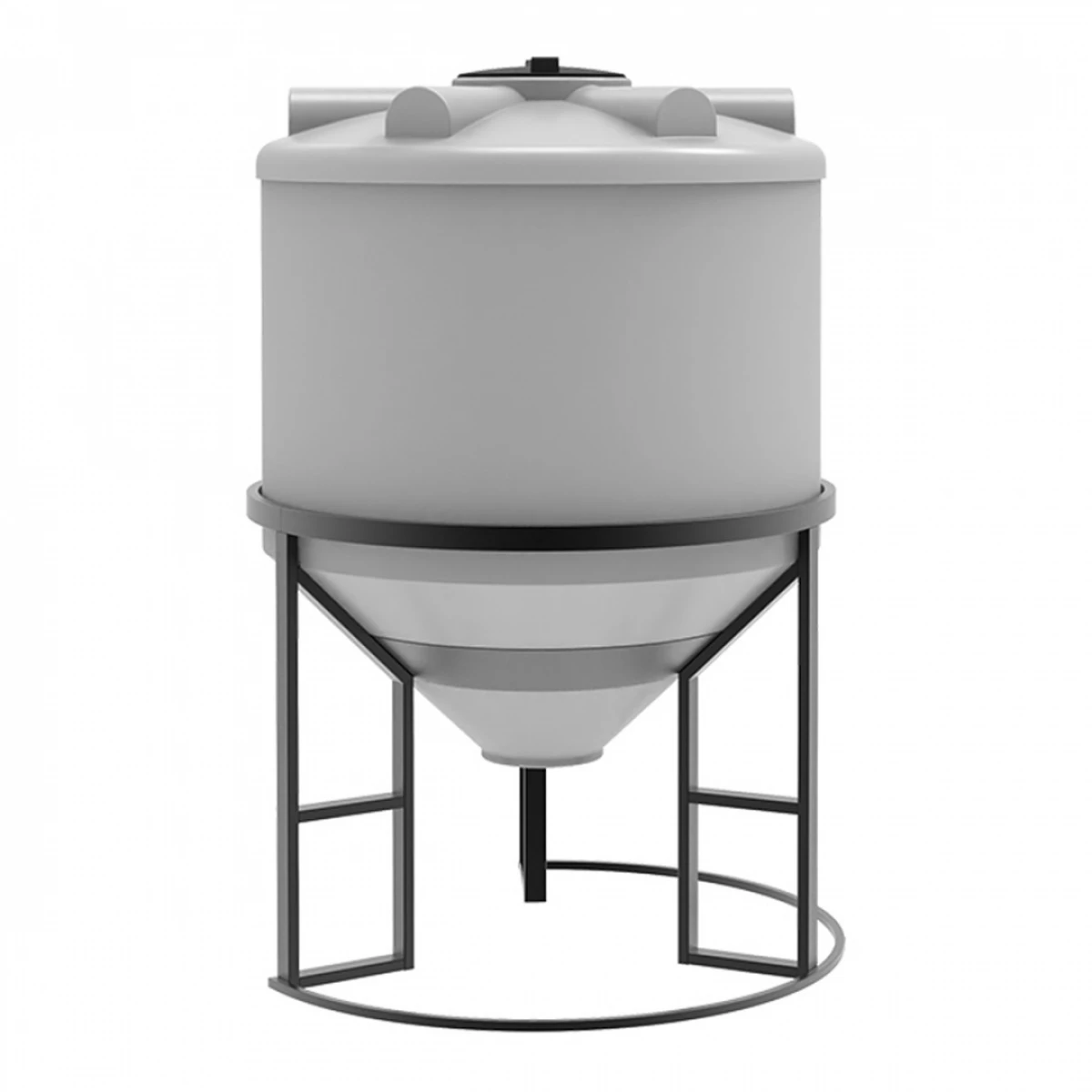 Конусная ёмкость с полным сливом, для хранения веществ с плотностью от 1,0 г/см³