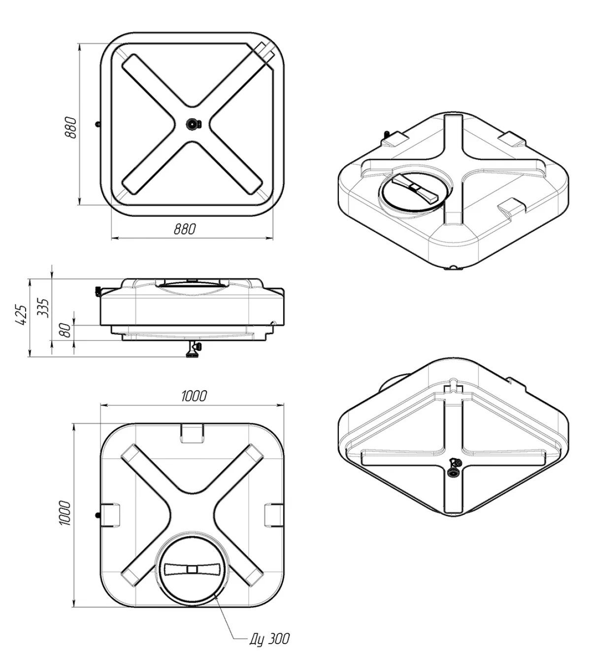 черному цвету, плоская форма бака – позволяет устанавливать его вместо крыши кабины.