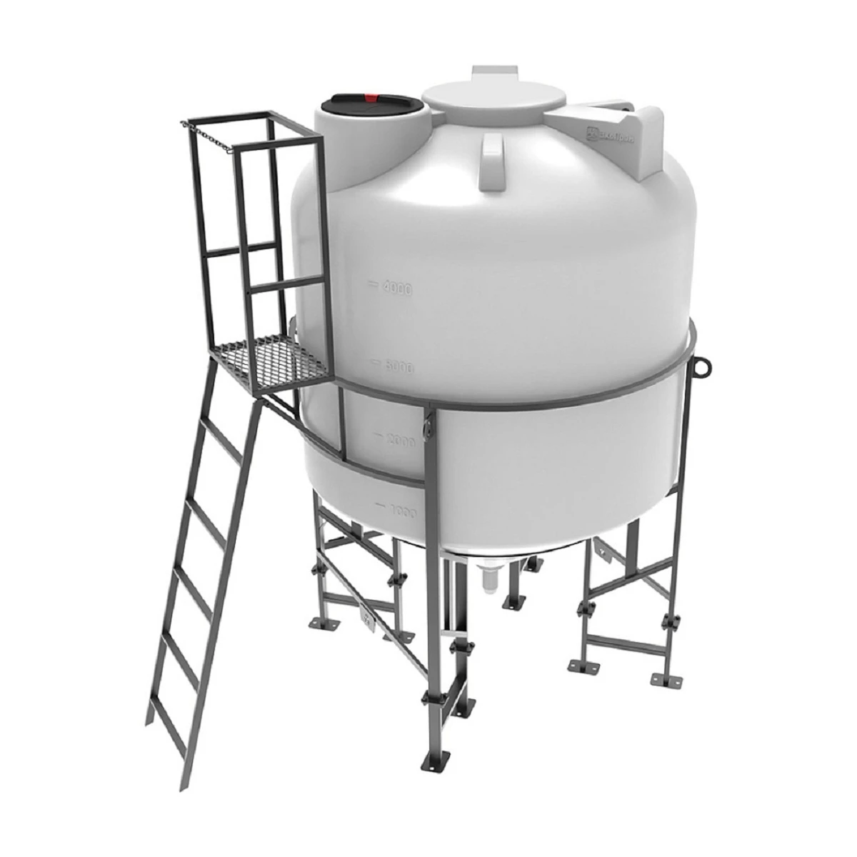 Конусная ёмкость с полным сливом, для хранения веществ с плотностью от 1,0 г/см³