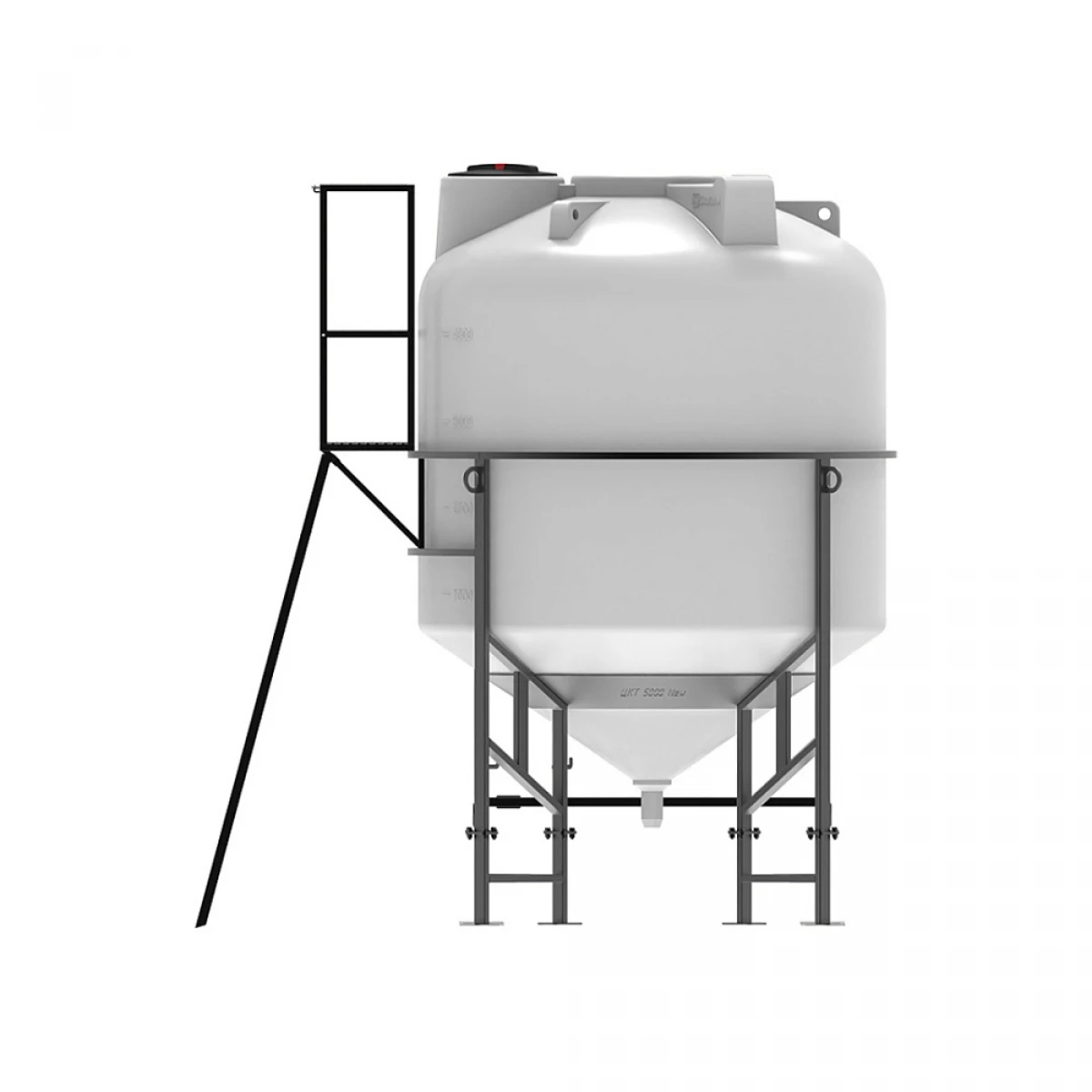 Конусная ёмкость с полным сливом, для хранения веществ с плотностью от 1,0 г/см³