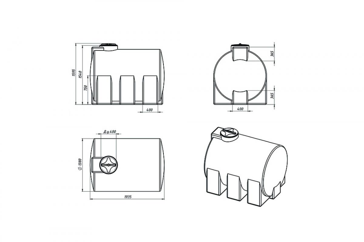 Емкость ЭВГ 3000 л для питьевая и техническая вода, спиртосодержащие продукты, для транспортировки и хранения веществ плотностью до 1,0 г/см
