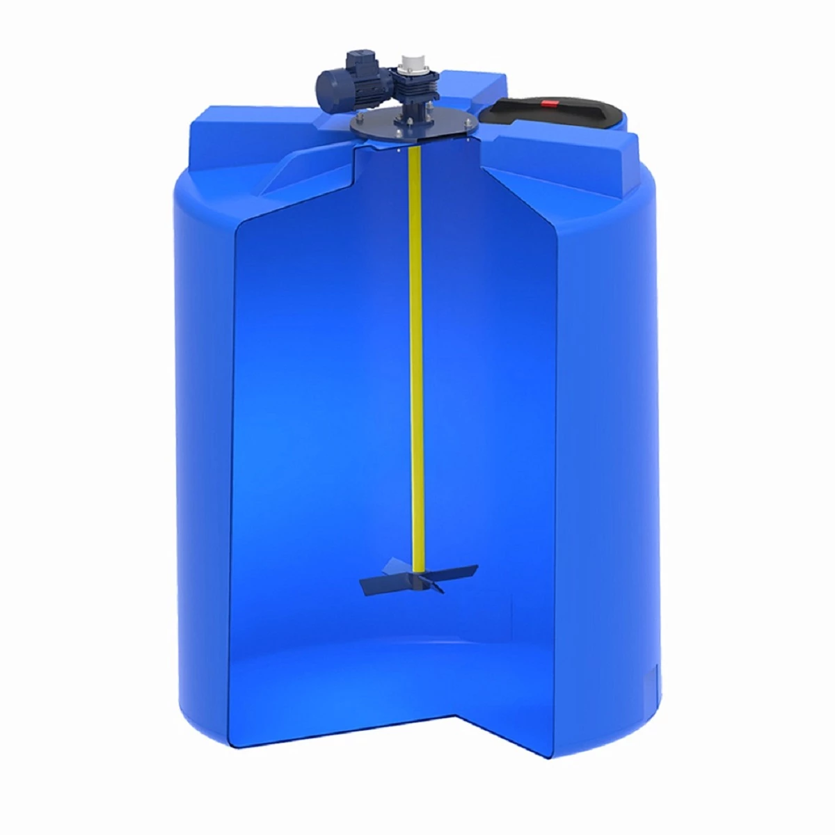 Емкость вертикально-цилиндрическая T 3 м3 (синяя) с лопастной мешалкой,