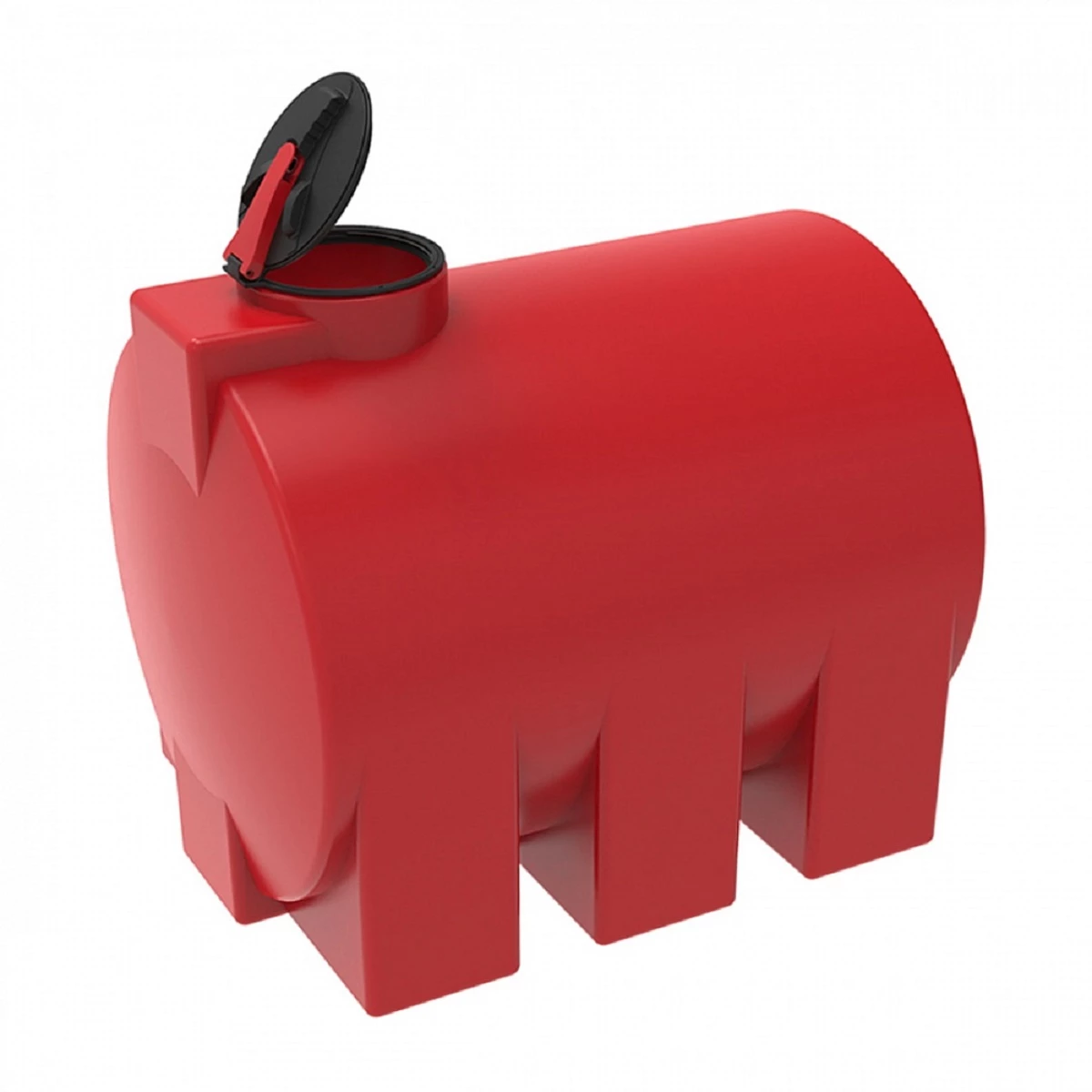 Емкость горизонтально-цилиндрическая усиленная ЭВГ 3000 л для КАС (красная) с откидной крышкой