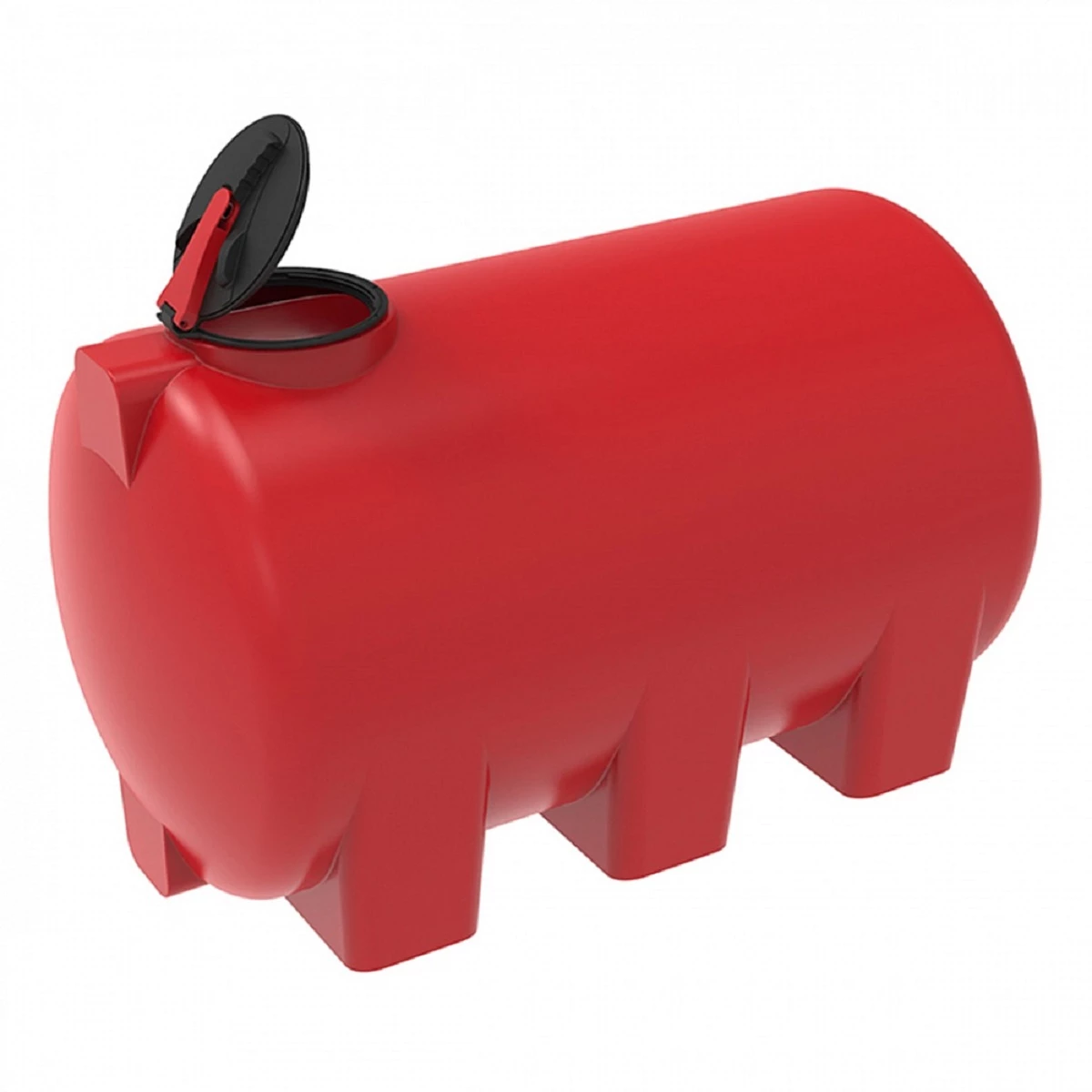 Емкость горизонтально-цилиндрическая усиленная H 3000 л для КАС (красная) с откидной крышкой