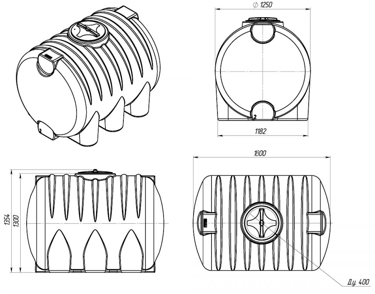 Емкость HR 2000 л с откидной крышкой, для  питьевая и техническая вода, для транспортировки и хранения веществ плотностью до 1,0 г/см³