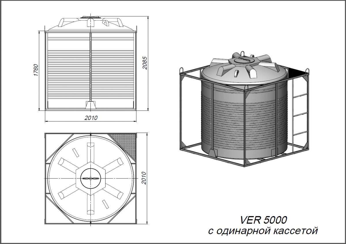 Емкость VER 5000 салатовый с откидной крышкой в обрешетке,для питьевая и техническая вода, топливо,для транспортировки и хранения веществ плотностью до 1,0 г/см