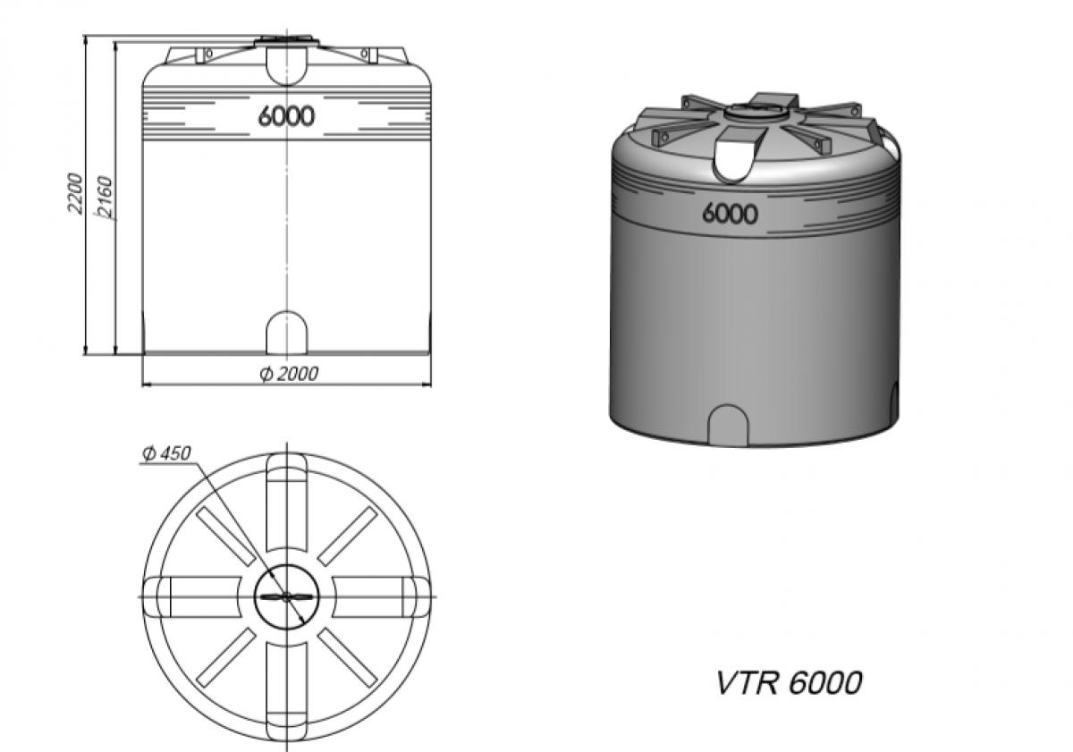 Емкость VTR 6000 КАС красный, для жидкие комплексные удобрения (ЖКУ), удобрений КАС для хранения и транспортировки продуктов с плотностью до 1,5 г/см³