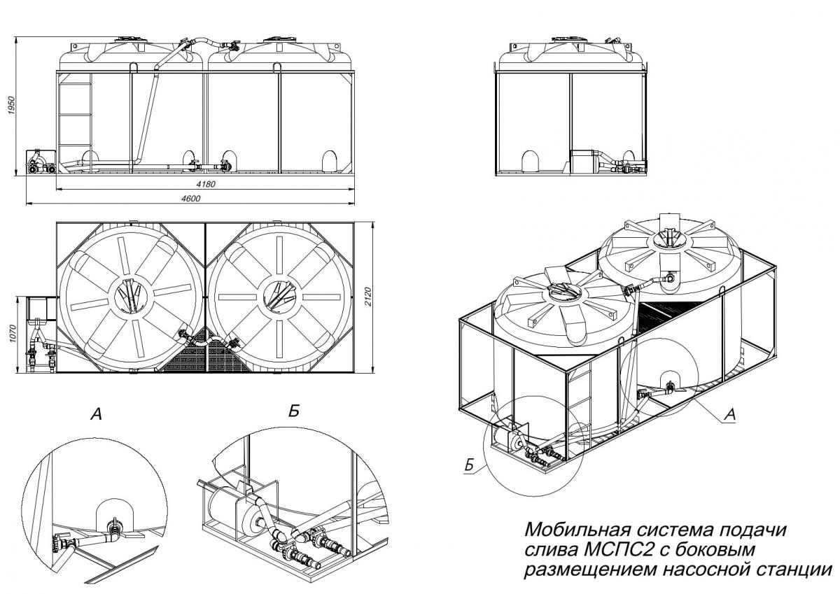 МСПС-2 VTR 5000x2 с боковым размещением насосной станции 