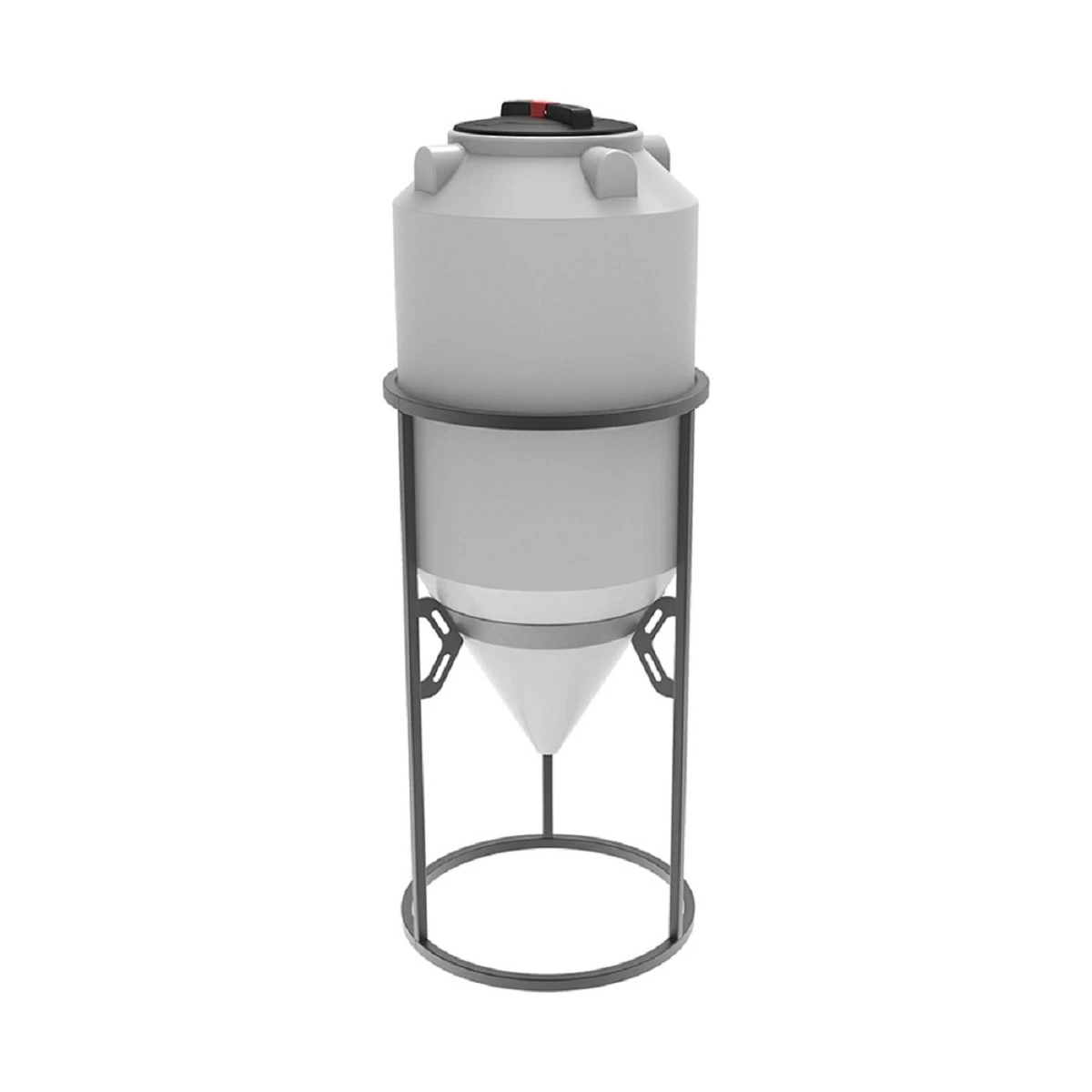 Емкость ФМ 240 л (белая) в обрешетке. Конусная ёмкость с полным сливом, для хранения веществ с плотностью от 1,0 г/см³ Конусная ёмкость с полным сливом, для хранения веществ с плотностью от 1,0 г/см³