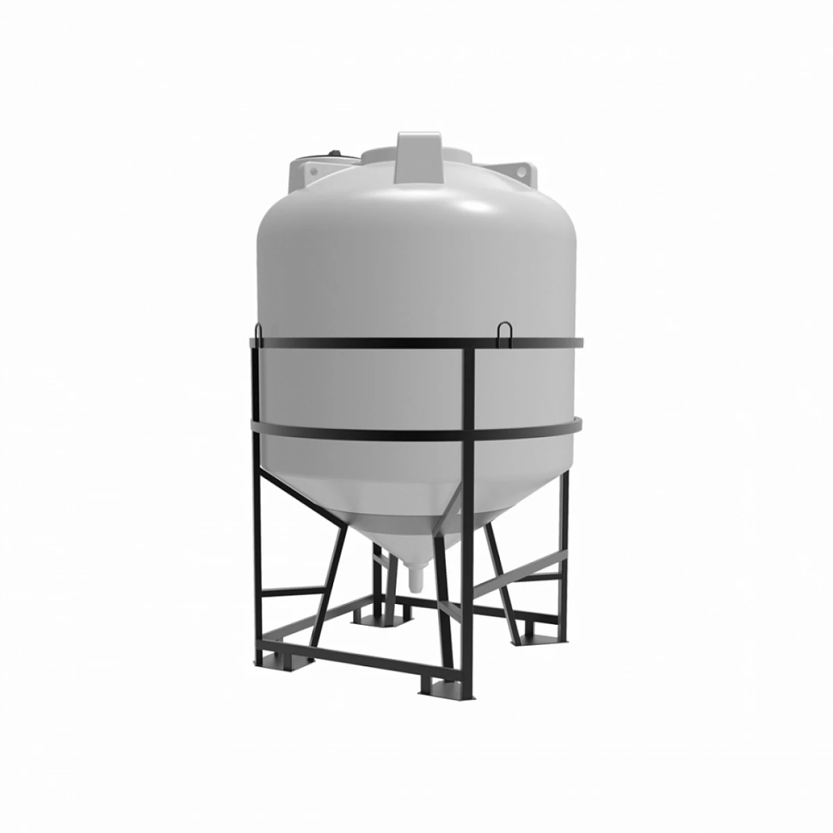 Конусная ёмкость с полным сливом, для хранения веществ с плотностью от 1,0 г/см³