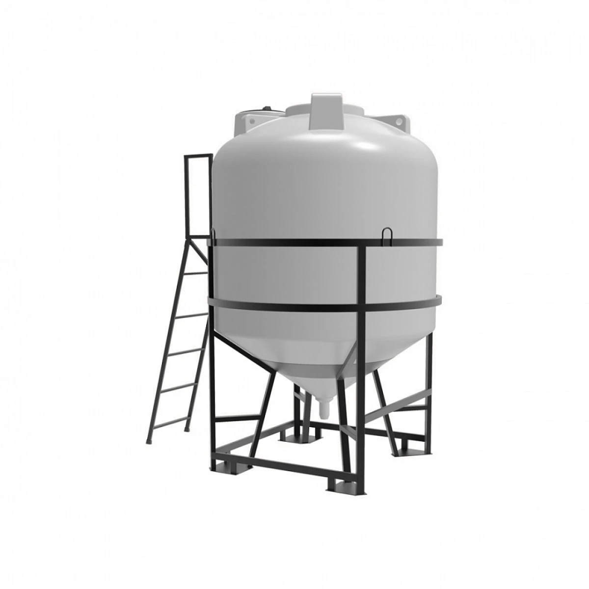 Конусная ёмкость с полным сливом, для хранения веществ с плотностью от 1,0 г/см³