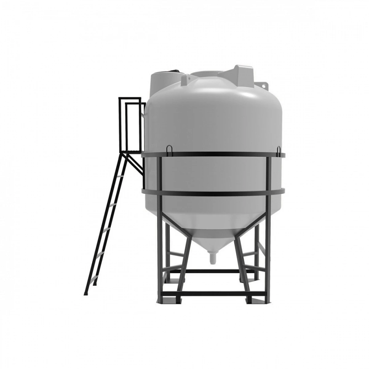 Конусная ёмкость с полным сливом, для хранения веществ с плотностью от 1,0 г/см³