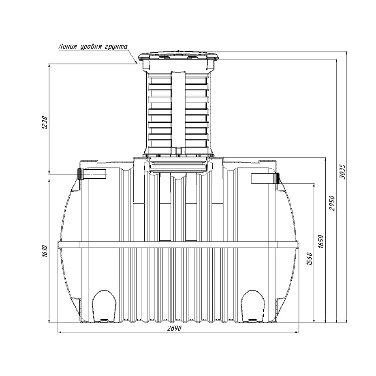 Септик "Rostok" Ground 12 с горловиной 1000 мм. (самотёчное отведение) 