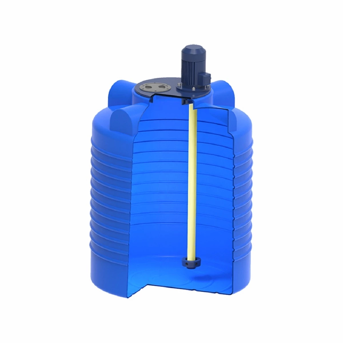 Емкость вертикально-цилиндрическая ЭВЛ 300 (синяя) с турбинной мешалкой 