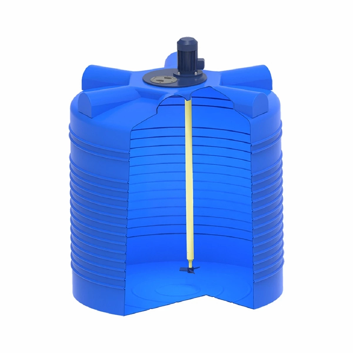 Емкость вертикально-цилиндрическая ЭВЛ 1 м3 (синяя) c пропеллерной мешалкой 