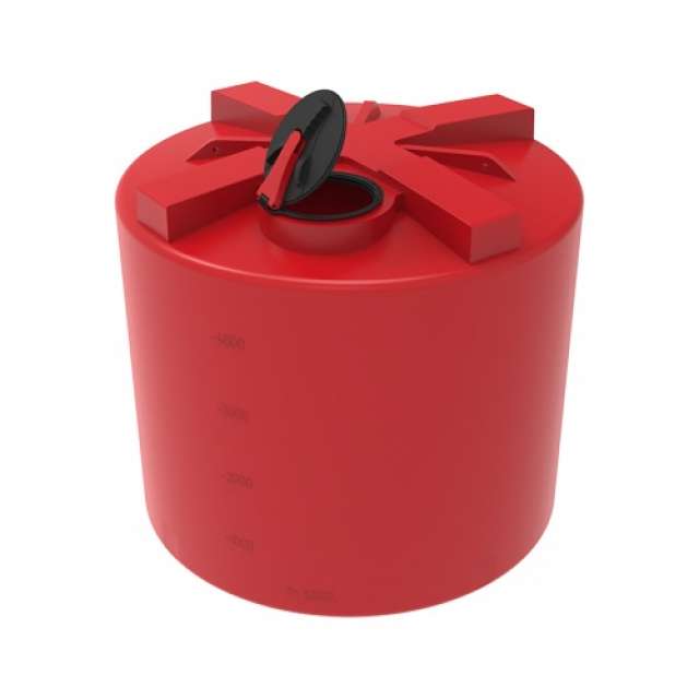 Емкость вертикально-цилиндрическая усиленная TH 5000 л для КАС с откидной крышкой (красный) 