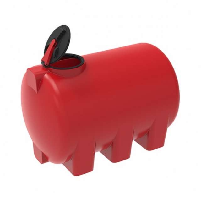 Емкость горизонтальная усиленная H 2000 л для КАС (красная) с откидной крышкой 