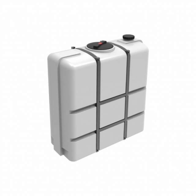 Емкость прямоугольная - узкая K 1000 л  (белая) в обрешетке. 