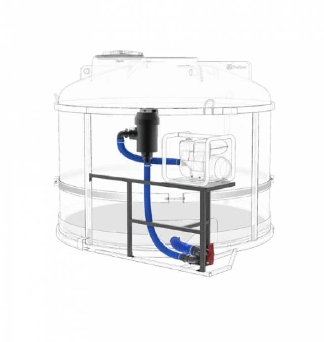 Комплект (химстойкий) ПОЛНОГО слива с фильтром и площадкой для мотопомпы G2 (Ø 50мм) на одну емкость 