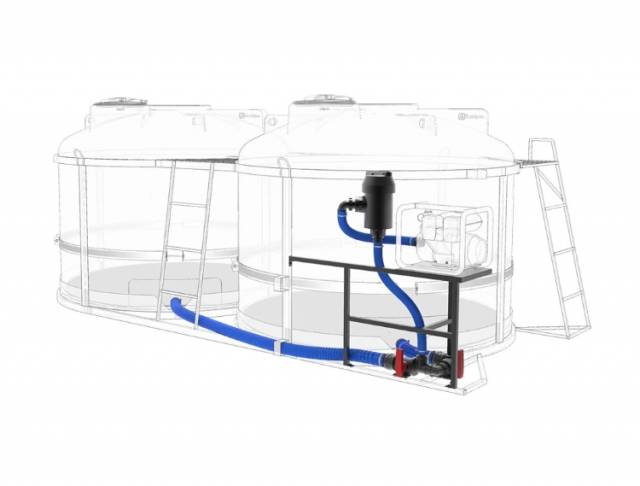 Комплект ПОЛНОГО слива с фильтром и площадкой для мотопомпы G2 на две емкости TRF 
