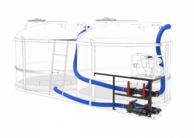 Комплект ПОЛНОГО слива с заправочным модулем и площадкой для мотопомпы G3 на две емкости TRF 