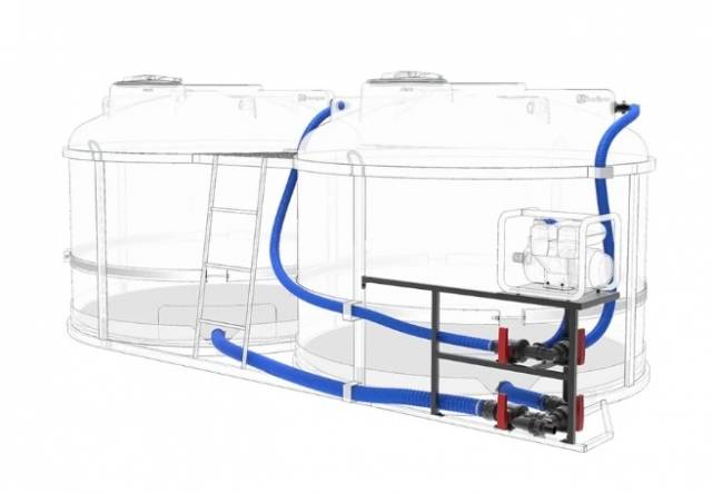 Комплект ПОЛНОГО слива с заправочным модулем и площадкой для мотопомпы G2 на две емкости TRF 