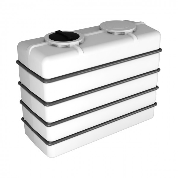 Емкость прямоугольная - узкая K 3000 л (белая) в обрешетке. 