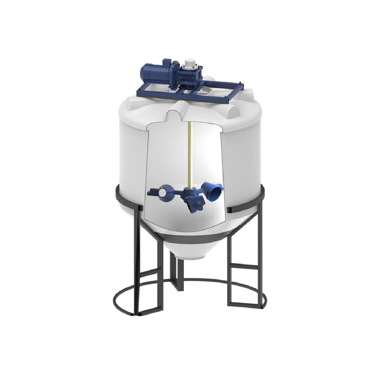 Емкость ФМ 1000 (белый) в обрешетке с мешалкой для вязких до 8 Ра/с 