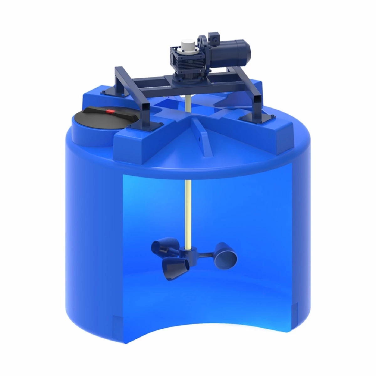 Емкость вертикально-цилиндрическая T 2 м3 (синяя) с мешалкой для вязких до 8 Па*сек 