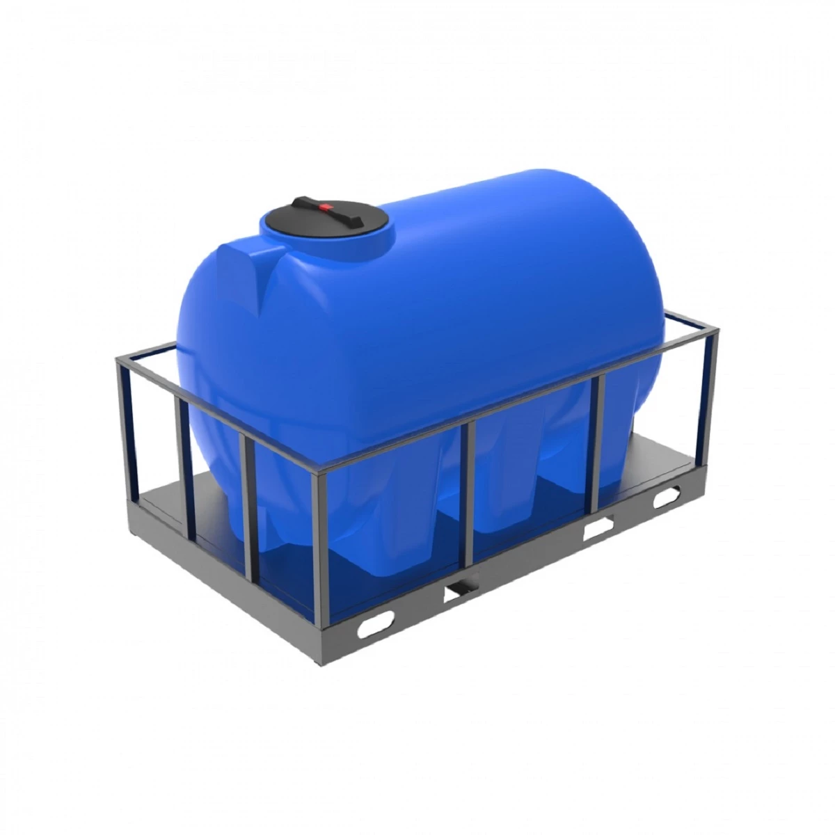 Емкость горизонтально - цилиндрическая H 2000л в обрешетке. 