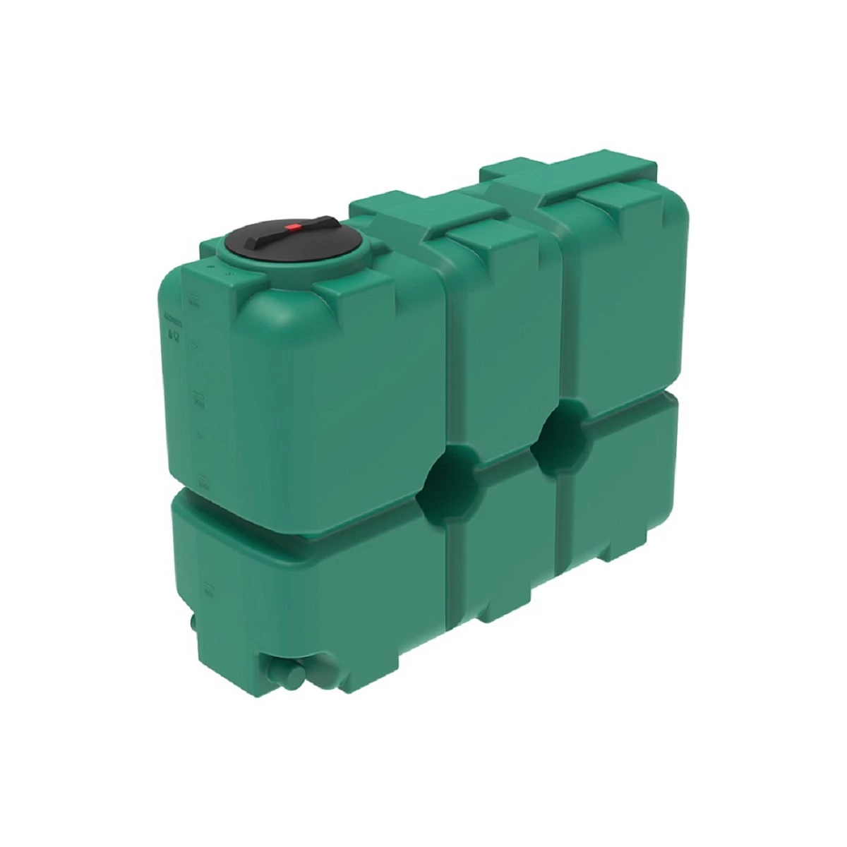 Емкость прямоугольная - вертикальная ST 2м3 (зеленая) с патрубками 100мм. 