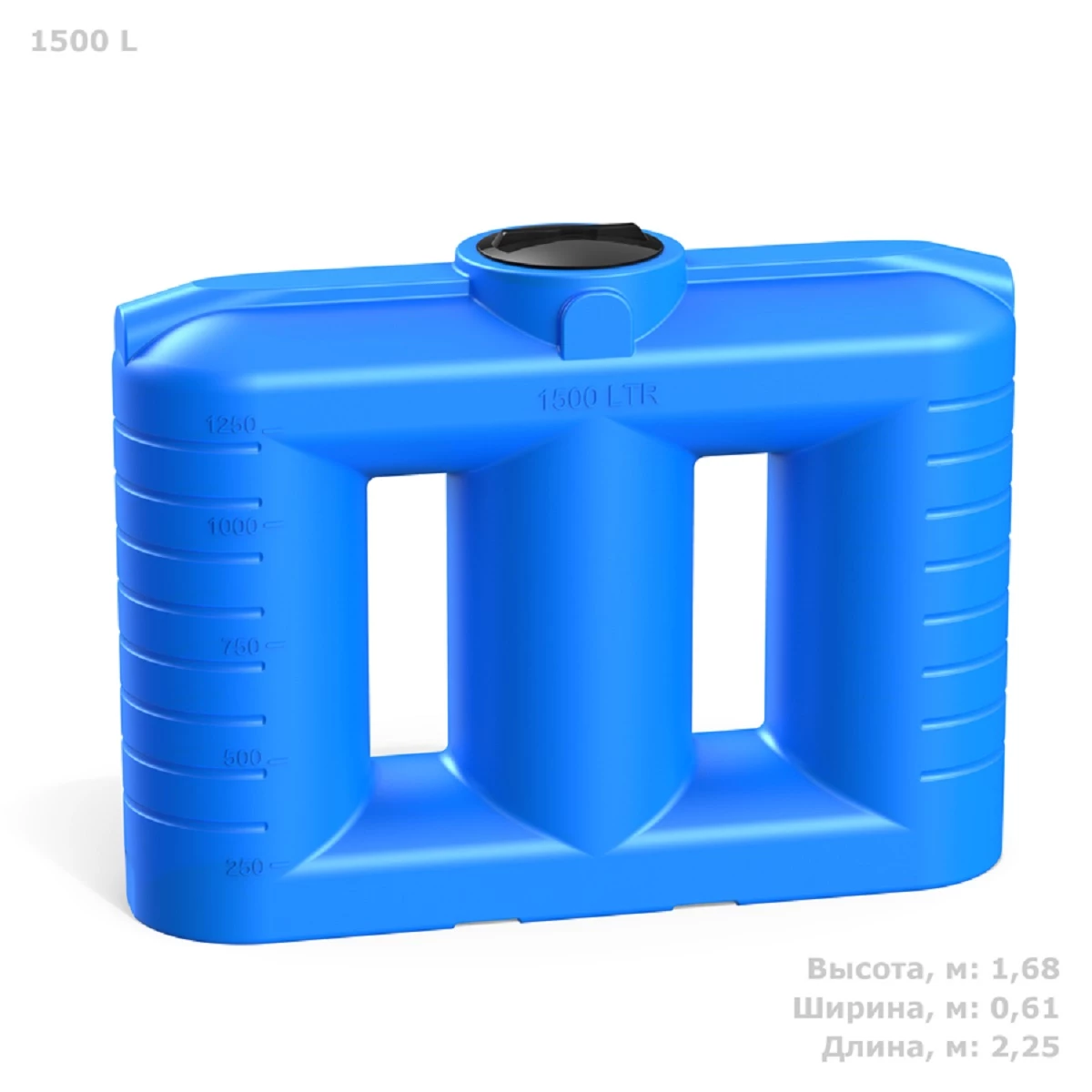 Бак прямоугольный - узкий SN 1500 л (синий) 