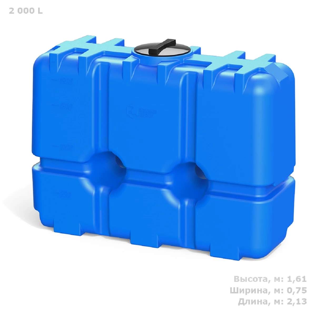 Емкость прямоугольная - вертикальная R 2 м3 (синий) 