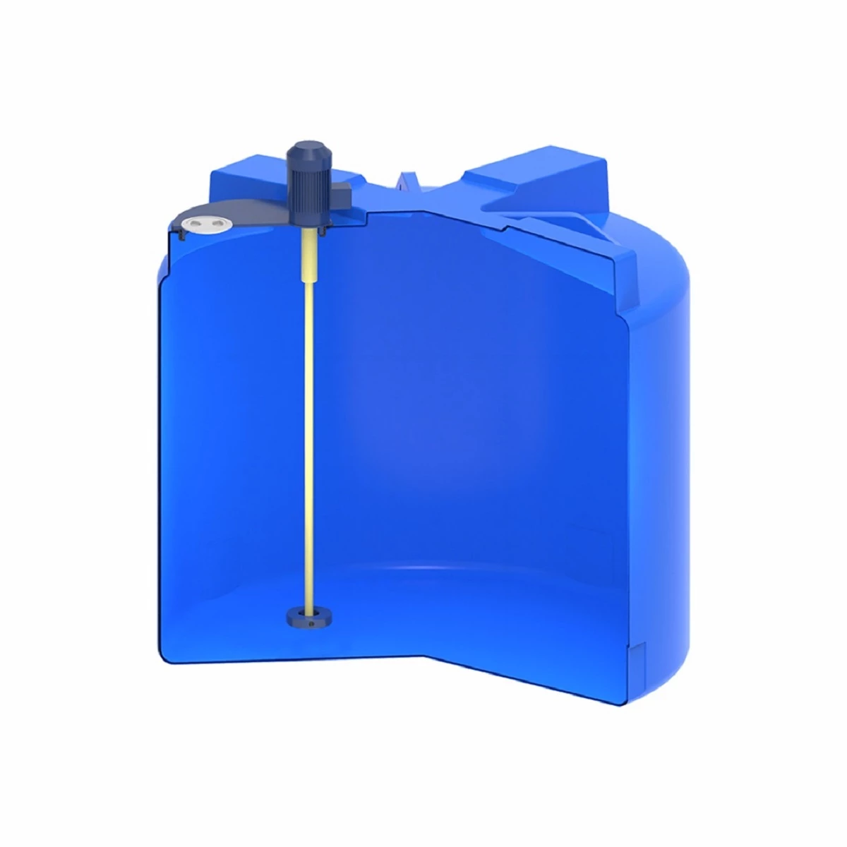 Емкость вертикально-цилиндрическая T 2 м3 (синяя) с турбинной мешалкой. 