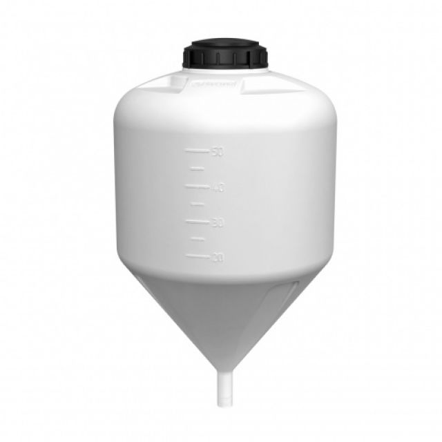 Конусная ёмкость БИО 60 л (белая) с полным сливом, 