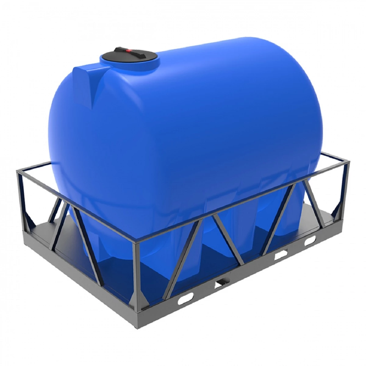 Емкость горизонтально - цилиндрическая H 5000л (синяя) в обрешетке. 