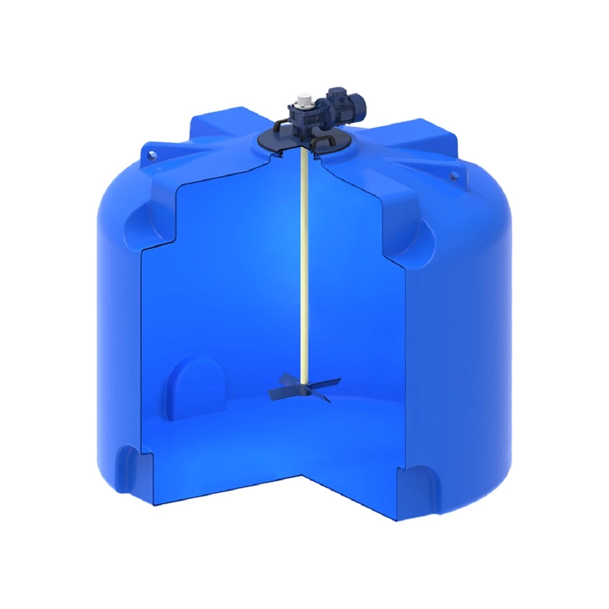 Емкость вертикально-цилиндрическая TR 4.5 м3 (синяя) с лопастной мешалкой, 