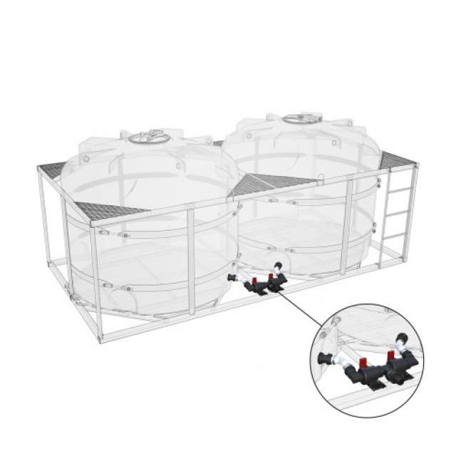 Комплект (химстойкий) слива боковой с кранами G2 (Ø 50мм) на две емкости TR 