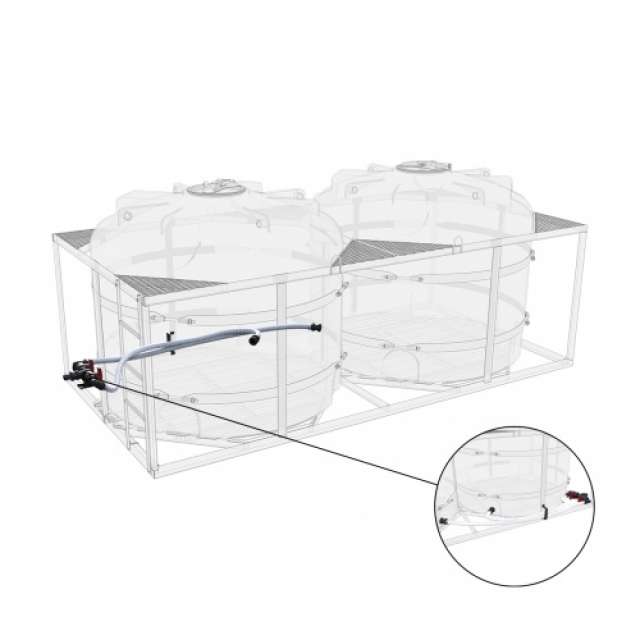 Комплект (химстойкий) слива торцевой с кранами G2 (Ø 50мм) на две емкости TR 