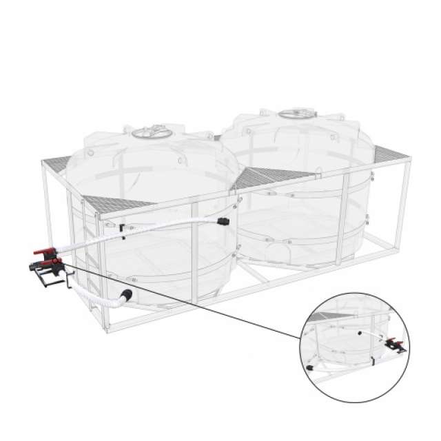 Комплект (химстойкий) слива торцевой с кранами G3 (Ø 76мм) на две емкости TR 